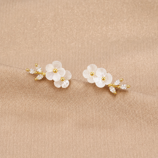 Pendientes Cristal Flor Blanca