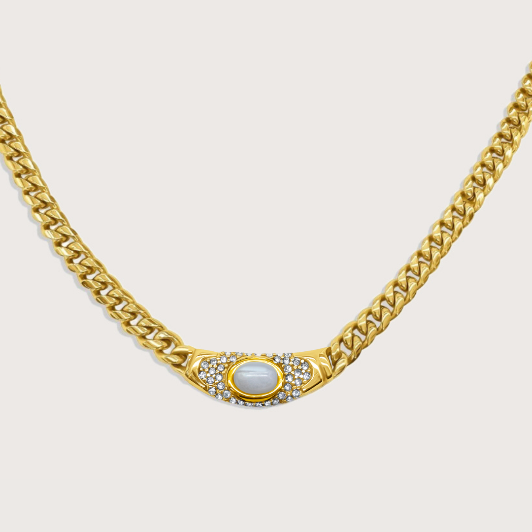 Collar Bella Dorado Piedra Luna