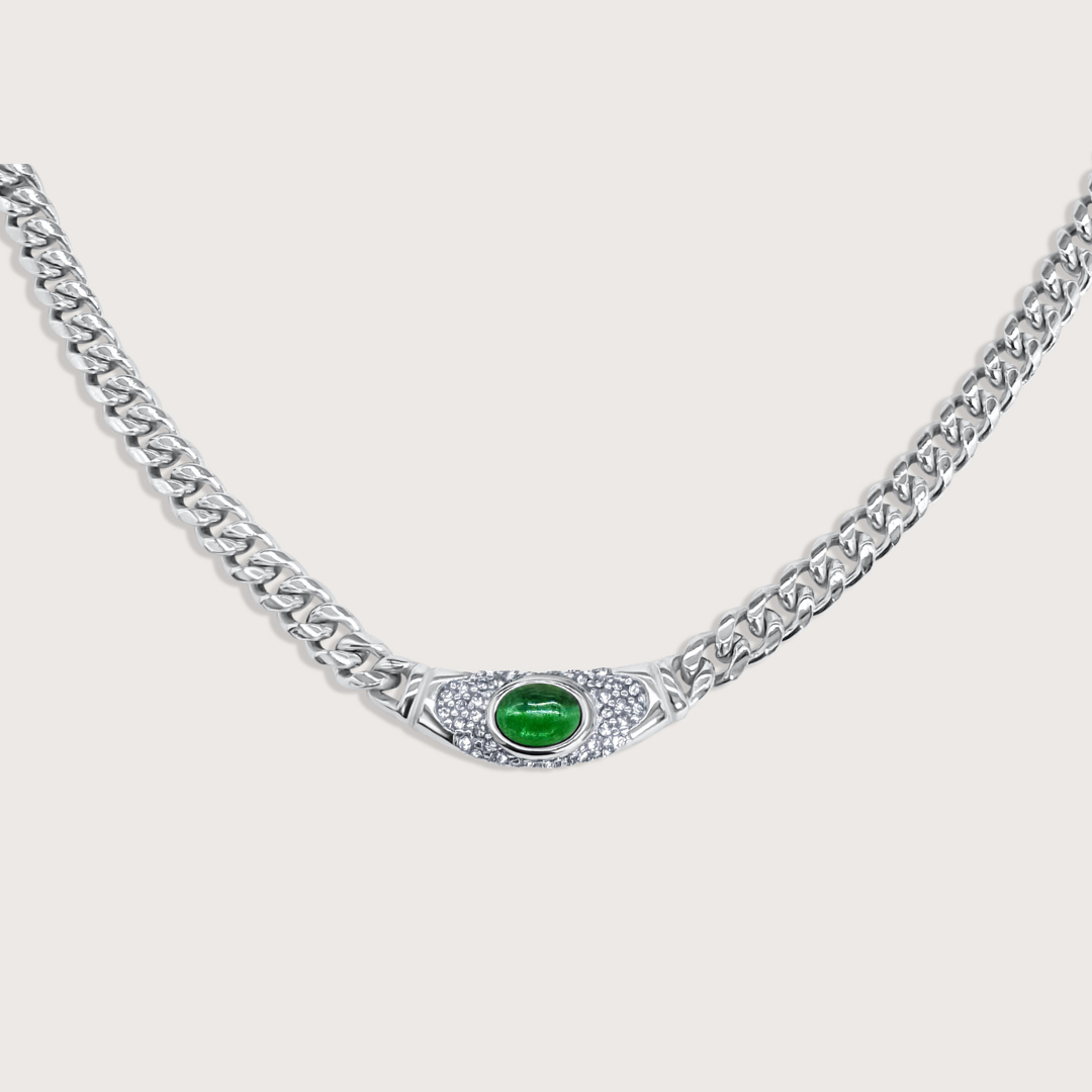 Collar Bella Plateado Verde