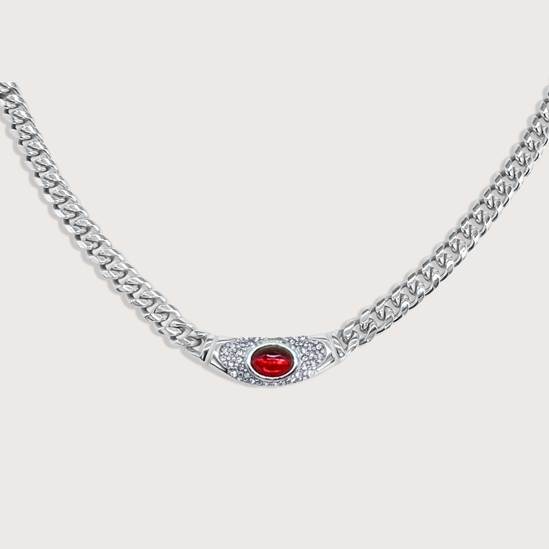 Collar Bella Plateado Rojo