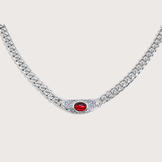 Collar Bella Plateado Rojo