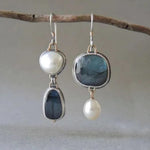 Pendientes Vintage en Piedra Azul y Perla