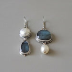 Pendientes Vintage en Piedra Azul y Perla
