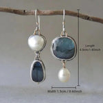 Pendientes Vintage en Piedra Azul y Perla
