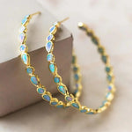 Pendientes Vintage en Ópalo Azul y Color Oro