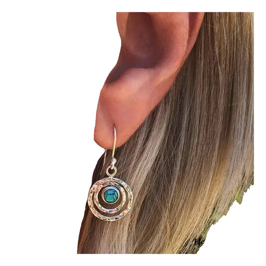 Pendientes Boho Saturno: Turquesa y Oro