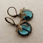 Pendientes Libélula Esférica Color Oro Antiguo