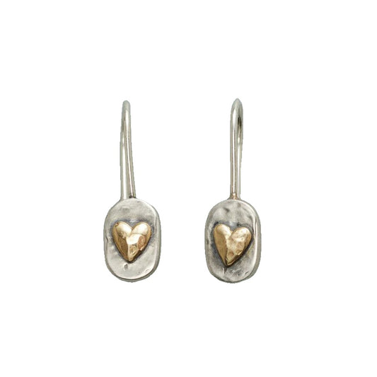 Pendientes Vintage Plata y Color Oro en Forma de Corazón