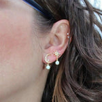Pendientes Luna y Estrella Color Oro y Ópalo
