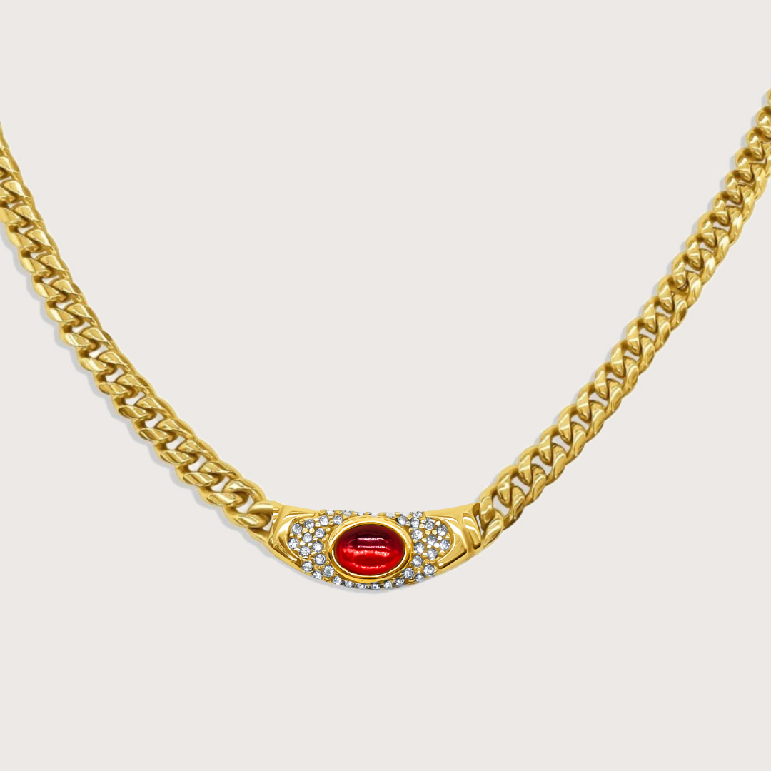 Collar Bella Dorado Rojo