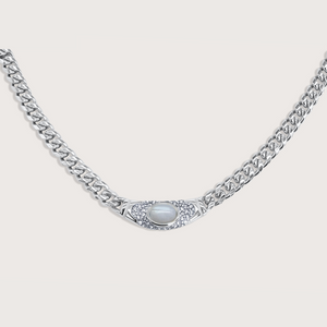 Collar Bella Plateado Piedra Luna