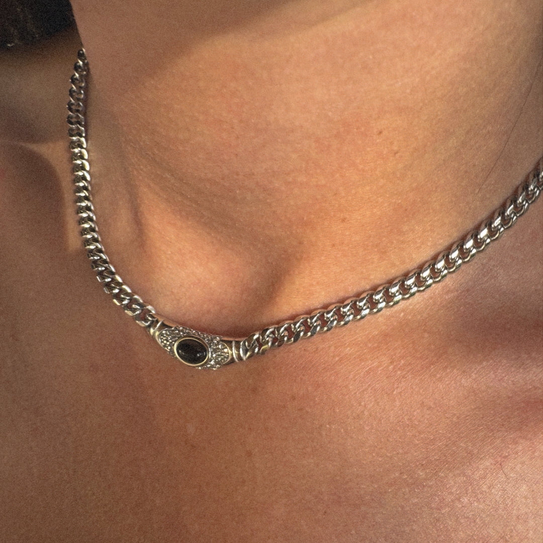 Collar Bella Plateado Negro