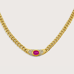 Collar Bella Dorado Rubí Rosa
