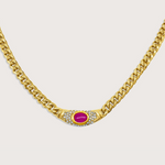 Collar Bella Dorado Rubí Rosa