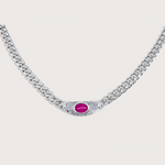 Collar Bella Plateado Rubí Rosa