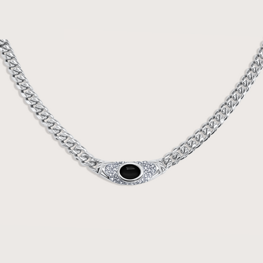 Collar Bella Plateado Negro