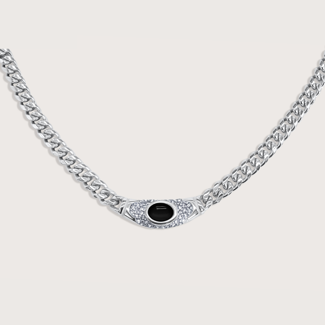 Collar Bella Plateado Negro