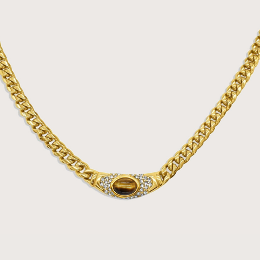Collar Bella Dorado Ojo De Tigre