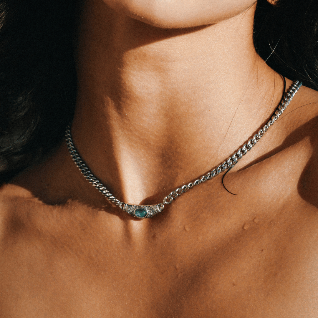 Collar Bella Plateado Aqua