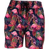Shorts deportivos con flamencos tropicales