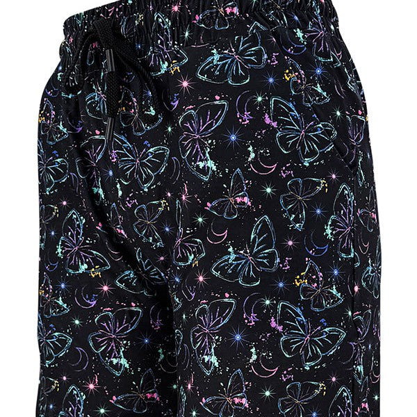 Shorts jogger con mariposas de neón