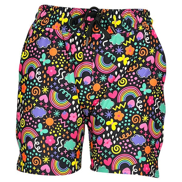 Shorts deportivos sobre el arcoíris