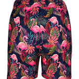 Shorts deportivos con flamencos tropicales