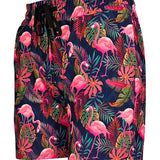 Shorts deportivos con flamencos tropicales